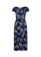 Dorothy Perkins Petite Navy Tropical Print Ruched Maxi Dress