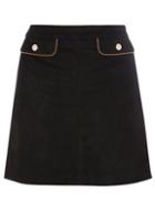 Dorothy Perkins Black Suedette Skirt With Piping