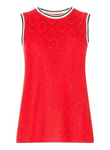 Dorothy Perkins Red Ribbed Lace Shell Top