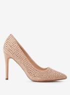 Dorothy Perkins Nude Microfibre Studded Glitter Court Shoes