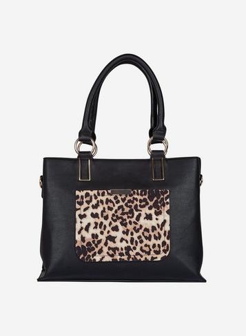 Dorothy Perkins Black Pocket Front Tote Bag