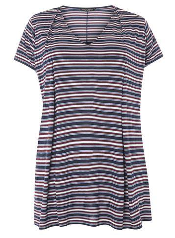 Dorothy Perkins *dp Curve Berry Stripe Frill Hem Tee