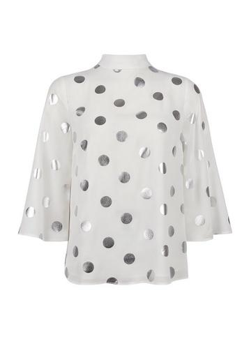 Dorothy Perkins Ivory And Silver Foil Spot Sleeve Top