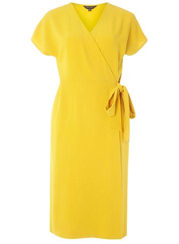 Dorothy Perkins Mustard Crepe Wrap Dress