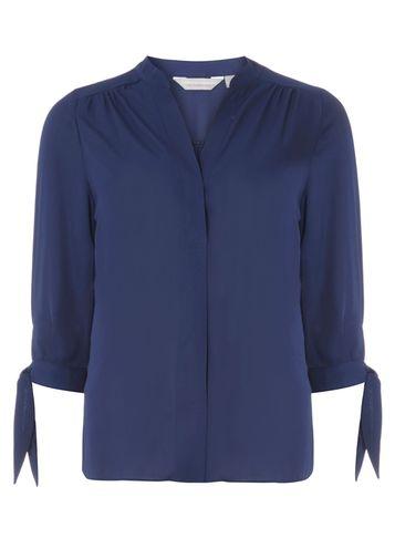 Dorothy Perkins Petite Navy Tie Sleeve Shirt