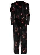 *only Black Floral Print Velour Jumpsuit