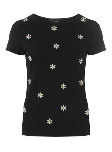 Dorothy Perkins Black Embroidered T-shirt