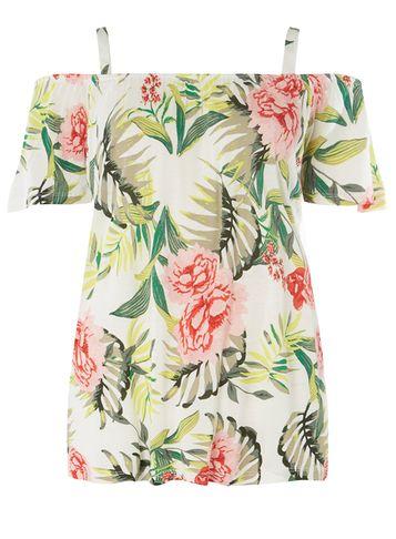 Dorothy Perkins *tall Ivory Cold Shoulder Floral Print Top
