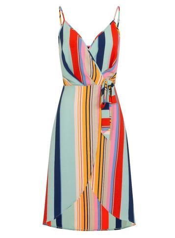 Dorothy Perkins *girls On Film Multi Coloured Striped Strappy Skater Dress