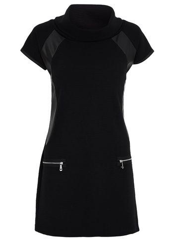 Dorothy Perkins *quiz Black Pu Roll Neck Tunic