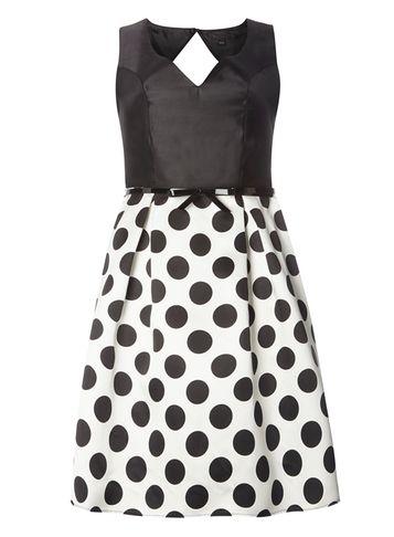 Dorothy Perkins *luxe Monochrome Spot Belt Prom Dress