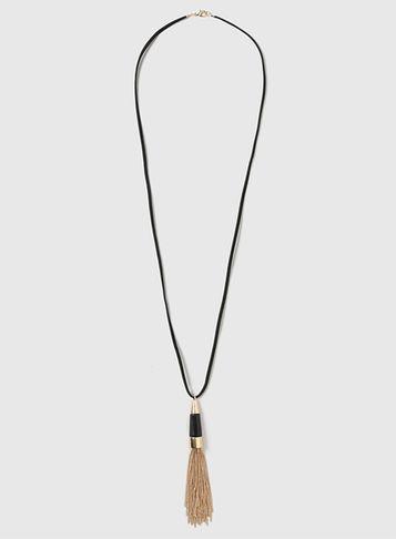 Dorothy Perkins Black Tassel Drop Necklace