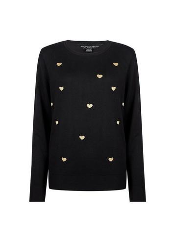 Dorothy Perkins Black Embroidered Heart Print Knit Jumper