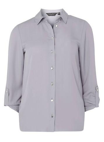 Dorothy Perkins Silver Roll Sleeve Shirt