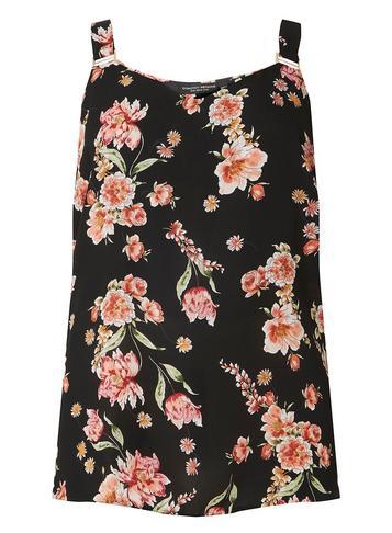 Dorothy Perkins *dp Curve Black Floral Print Metal Tab Camisole Top