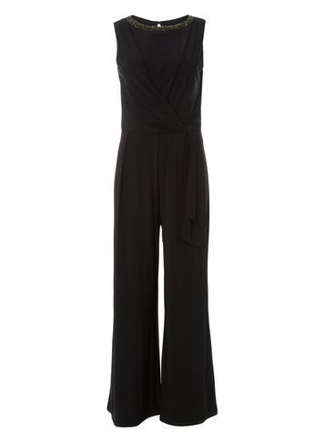 Dorothy Perkins *roman Originals Black Embellished Jumpsuit