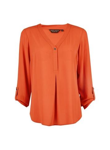 Dorothy Perkins Orange Button Roll Sleeve Top