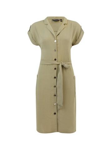 Dorothy Perkins Khaki Light Linen Look Shirt Dress