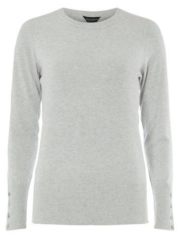 Dorothy Perkins Grey Button Cuff Jumper