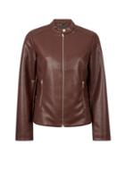 Dorothy Perkins Brown Faux Leather Collarless Jacket
