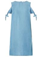 Dorothy Perkins Blue Mid Wash Tie Sleeve Cold Shoulder Dress