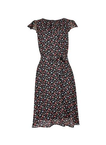 *billie & Blossom Tall Black Floral Print Skater Dress