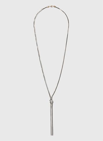 Dorothy Perkins Black And White Slinky Cut Chain Knot Necklace