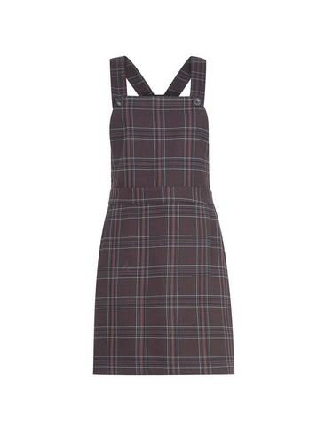Vila *brown Check Print Pinafore Dress