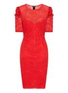 Dorothy Perkins *paper Dolls Orange All Over Lace Pencil Dress