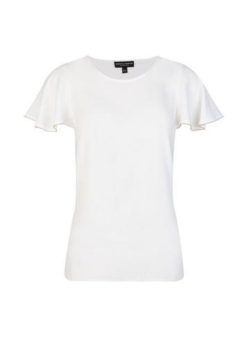 Dorothy Perkins *ivory Gold Ruffle Sleeve Top