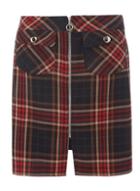 Dorothy Perkins Green And Red Buttoned Check A-line Skirt