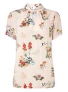 Dorothy Perkins *tall Blush Floral Print Twist Front Blouse