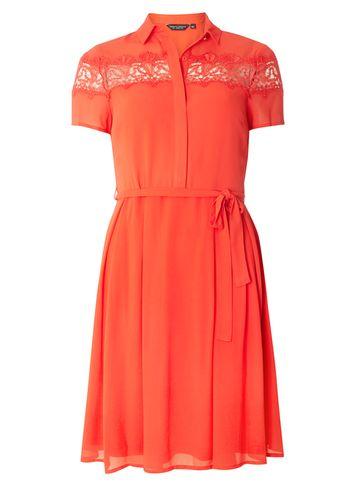 Dorothy Perkins Red Fit And Flare Shirt Dress