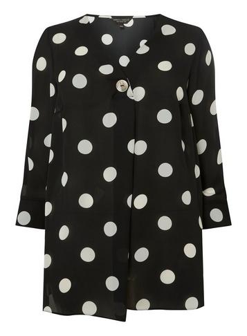 Dorothy Perkins *dp Curve Black Spotted Overhead Linen Shirt