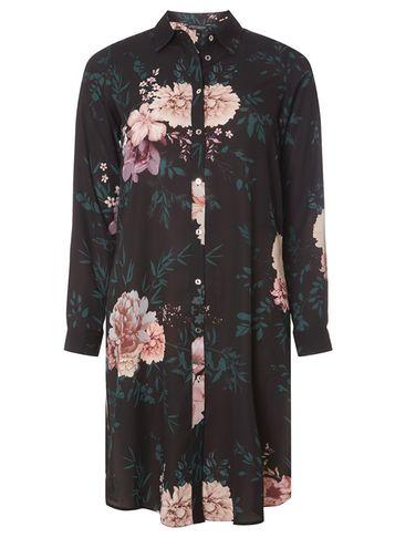 Dorothy Perkins Black Floral Side Split Shirt