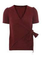 Dorothy Perkins Berry Red Ruched Sleeve Wrap Top