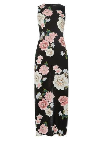 Dorothy Perkins Black Floral Print Sleeveless Maxi Dress