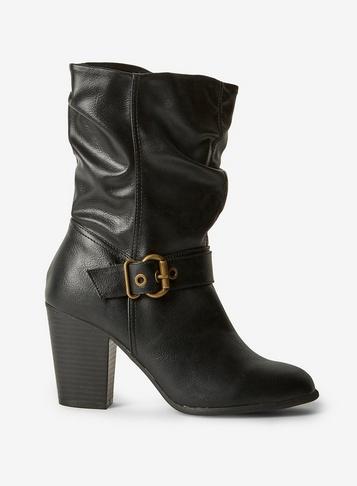 Dorothy Perkins Wide Fit Black 'klarissa' Ruched Boots
