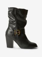 Dorothy Perkins Wide Fit Black 'klarissa' Ruched Boots