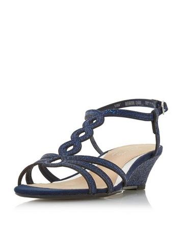 *head Over Heels By Dune Navy Kammy Mid Heel Sandals
