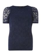 Dorothy Perkins Navy Lace Puff Sleeve T-shirt