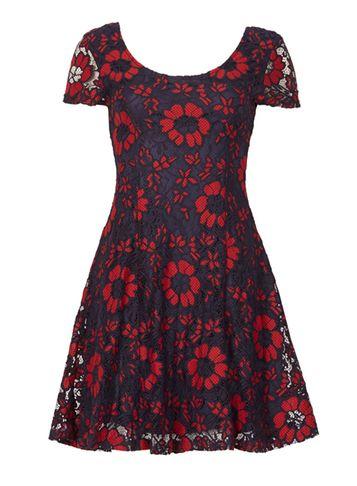 Dorothy Perkins *izabel London Red Lace Skater Dress