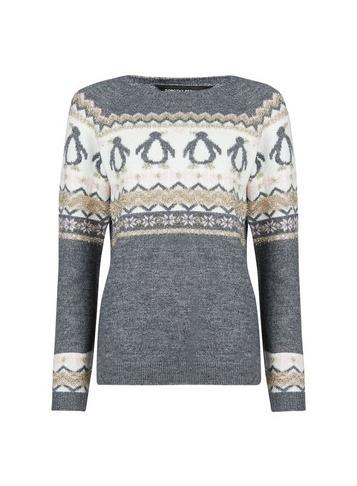 Dorothy Perkins Grey Penguin Christmas Jumper