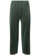 Dorothy Perkins Green Plisse Cropped Trousers