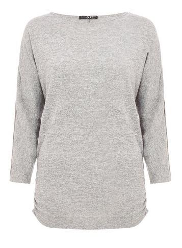 *quiz Light Grey Knitted Embellished Top