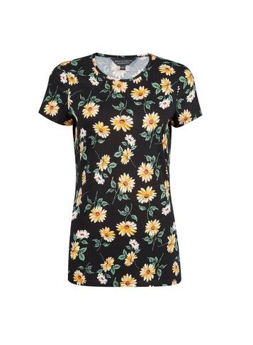Dorothy Perkins Black Daisy Print Crew Neck T-shirt