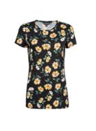 Dorothy Perkins Black Daisy Print Crew Neck T-shirt