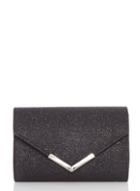 Dorothy Perkins *quiz Black Shimmer Envelope Bag