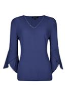 Dorothy Perkins Navy Trim Sleeve V-neck Top