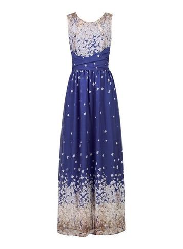 *jolie Moi Blue Floral Print Maxi Dress